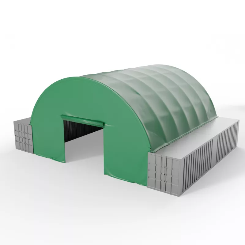Stirnwand für Containerüberdachung in grün 6m PVC 900g/m2