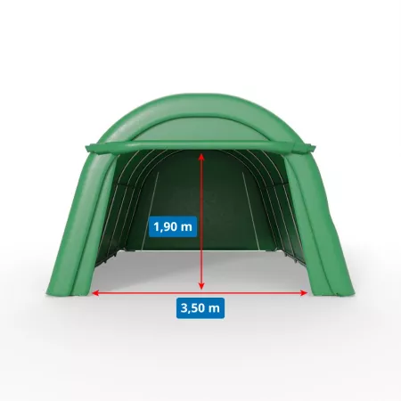 Rundbogen-Garage Zelt in grüner Ausführung 3,66x6,1 m PVC 750 g/m²