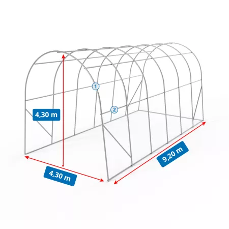 Rundbogen-Garage Zelt 4,3x9,2 m PVC 750 g/m²