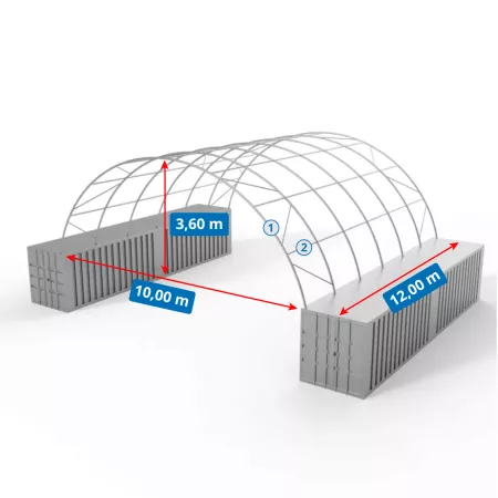 Containerdach 10x12m PVC 900g/m2