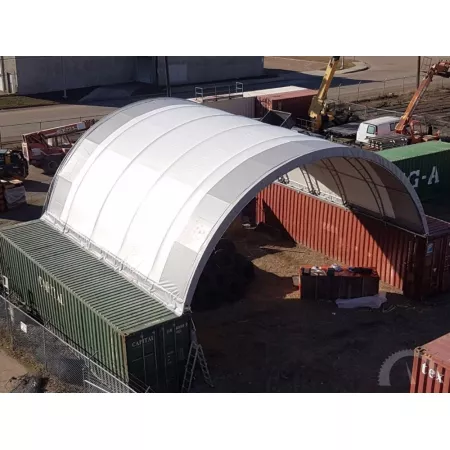 Verstärktes Containerdach 12x12m PVC 900g/m2