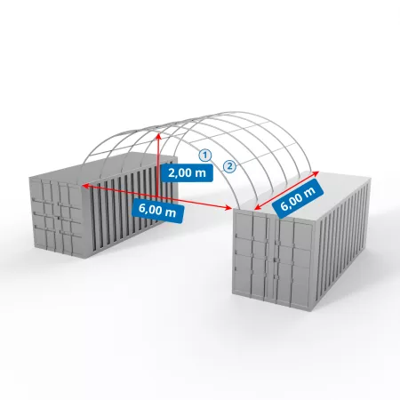 Containerdach in grün 6x6m PVC 750g/m2