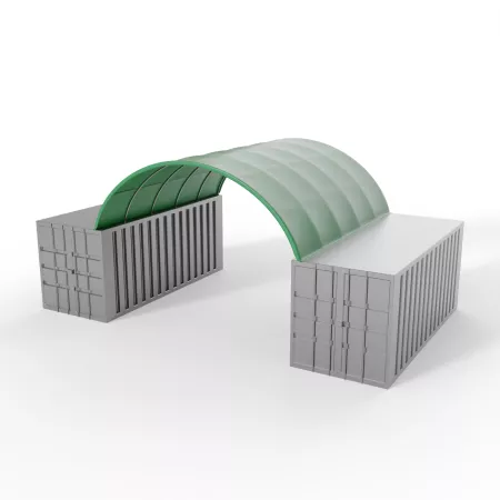 Container Überdachung in grüner Ausführung 6x6 m PVC 900 g/m²