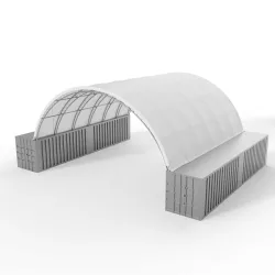 Verstärkte Containerüberdachung 10x12m PVC 750g/m2