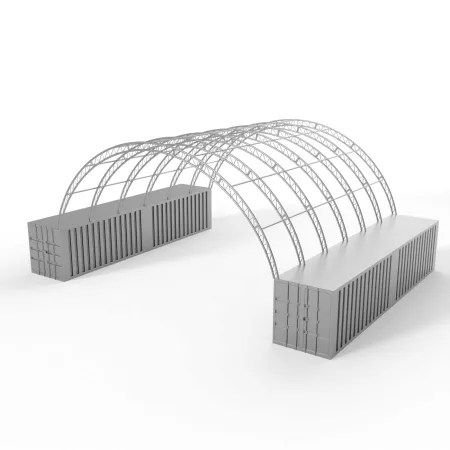 Verstärkte Containerüberdachung 10x12m PVC 750g/m2
