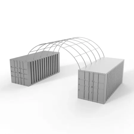 Containerdach 6x12m mit PVC-Rückwand 750g/m2