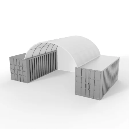 Container Überdachung 6x6 m mit Rückwand PVC 750 g/m²