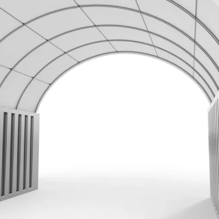 Containerdach 6x6m mit PVC 750g/m2 Rückwand