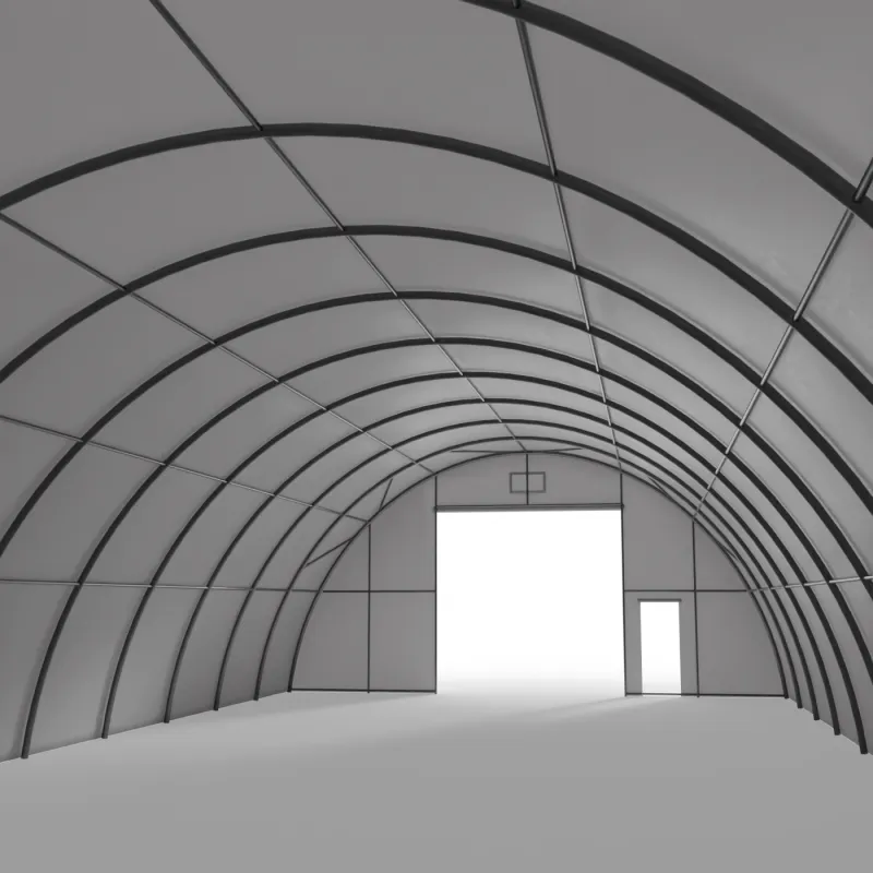 Gebogene Zelthalle 12,2x18m PVC 750g/m2