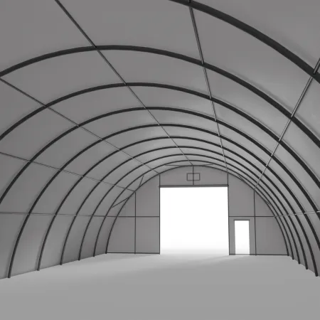 Gebogene Zelthalle 12,2x18m PVC 750g/m2