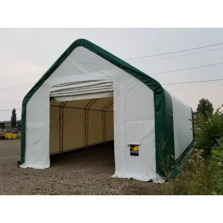 Zelthalle mit Schrägdach 6,1x9,76m PVC 750g/m2