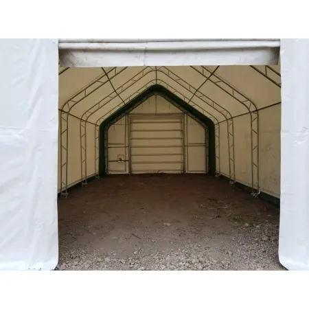 Zelthalle mit Schrägdach 6,1x9,76m PVC 750g/m2